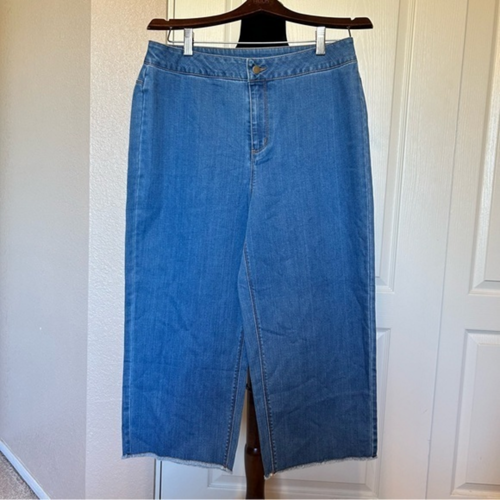 NWOT Joan Rivers QVC‎ Wide Leg Capri Blue Jean Pants Size 8